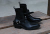 Untitlab matte black strap-on boots with bag AW201301 PU1